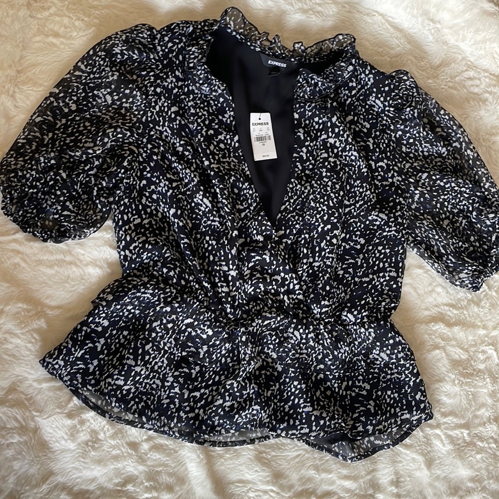 Express black and navy blouse - Picture 1 of 3